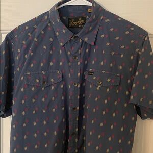 Howler Bros Brothers Blue Printed Sheridan Short Sleeve Shirt Medium